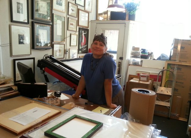 Edith Antl of Art Etc, in Cleveland, Ohio - She has framed art displayed everywhere in her shop!